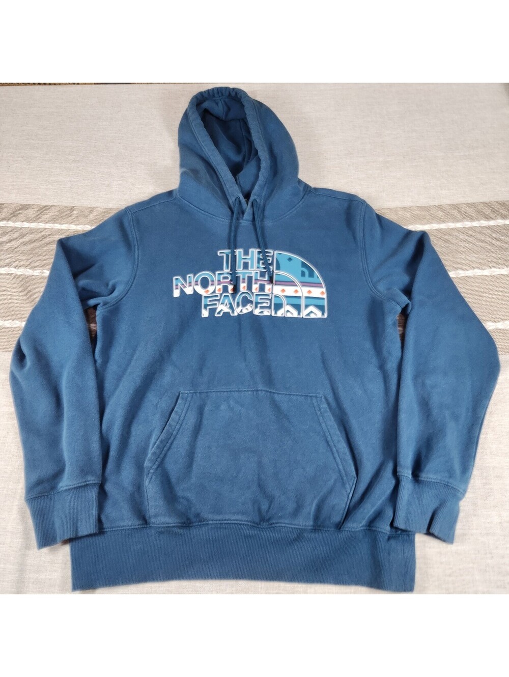 The North Face Men’s Pullover Hoodie Blue Graphic Logo Fle Sweatshirt Size M